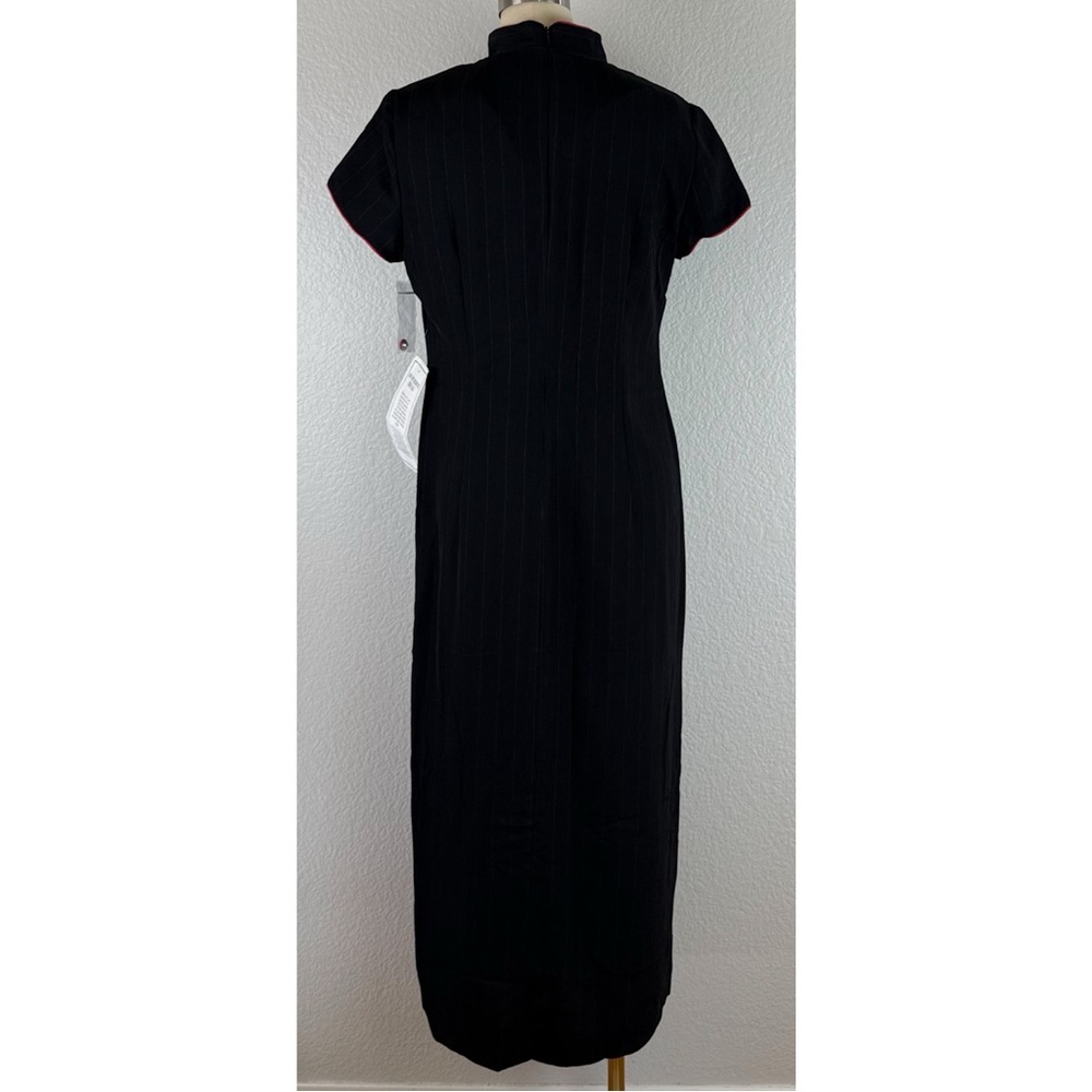 S.L. Fashions NWT Black Maxi Dress with Red Strips & Buttons Zip Back size 10 - Picture 6 of 14